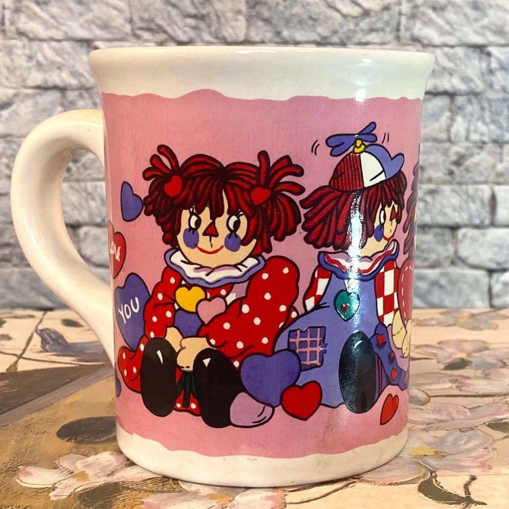 Raggedy Ann & Andy Vintage Coffee Mug Valentines Gift Ceramic